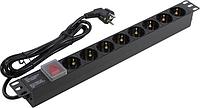 Exegate EX280843RUS Блок розеток ExeGate ServerPro PDU-19H804 Al-8S-EU2.5-SW, 19",1U,алюм, 8Schuko, евровилка,