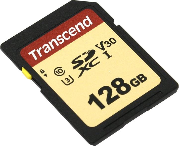Карта памяти Transcend TS128GSDC500S SDXC Memory Card 128Gb UHS-I U3 V30 - фото 1 - id-p204487741