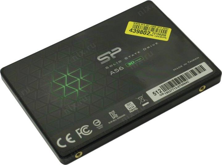Накопитель SSD 512 Gb SATA 6Gb/s Silicon Power A56 SP512GBSS3A56A25 2.5" 3D TLC - фото 1 - id-p212711772