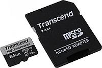 Карта памяти Transcend TS64GUSD330S microSDXC 64Gb UHS-I U3 V30 + microSD--SD Adapter