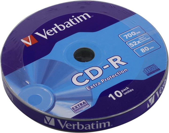 Диск CD-R Verbatim 700Mb 52x sp. уп.10 шт 43725 - фото 1 - id-p210227557