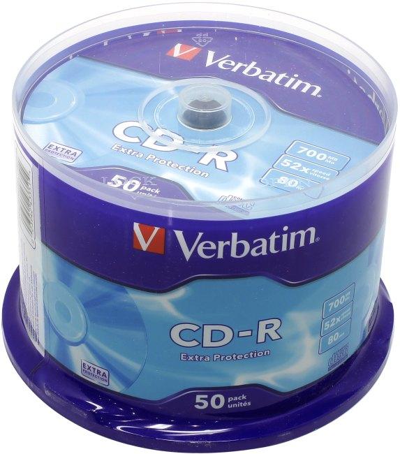 Диск CD-R Verbatim 700Mb 52x sp. уп.50 шт на шпинделе 43351 - фото 1 - id-p210227561