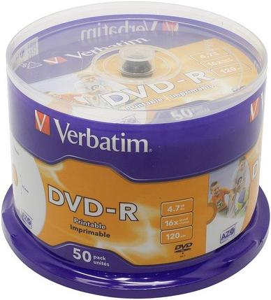 Диск DVD-R Disc Verbatim 4.7Gb 16x уп. 50 шт на шпинделе printable 43533/43649, фото 2