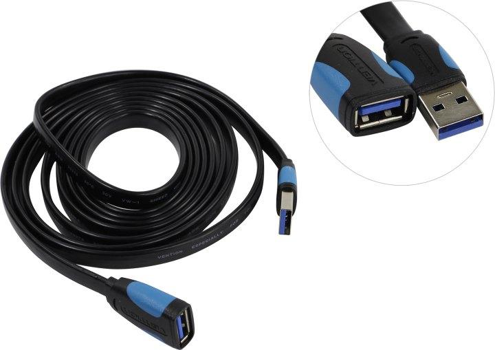 Vention VAS-A13-B200 Кабель удлинительный USB 3.0 A-- A 2м плоский - фото 1 - id-p212700962