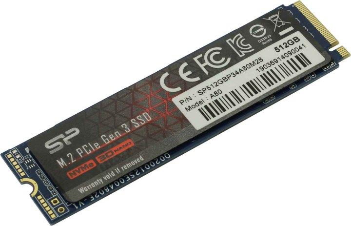 Накопитель SSD 512 Gb M.2 2280 M Silicon Power SP512GBP34A80M28 3D TLC - фото 1 - id-p212710552