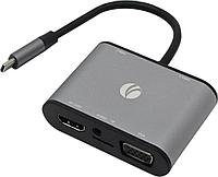 VCOM CU425 Aдаптер USB3.1 Type-CM-- HDMI +VGA+3XUSB +PD charging+TF+AUDIO,Aluminum Shell