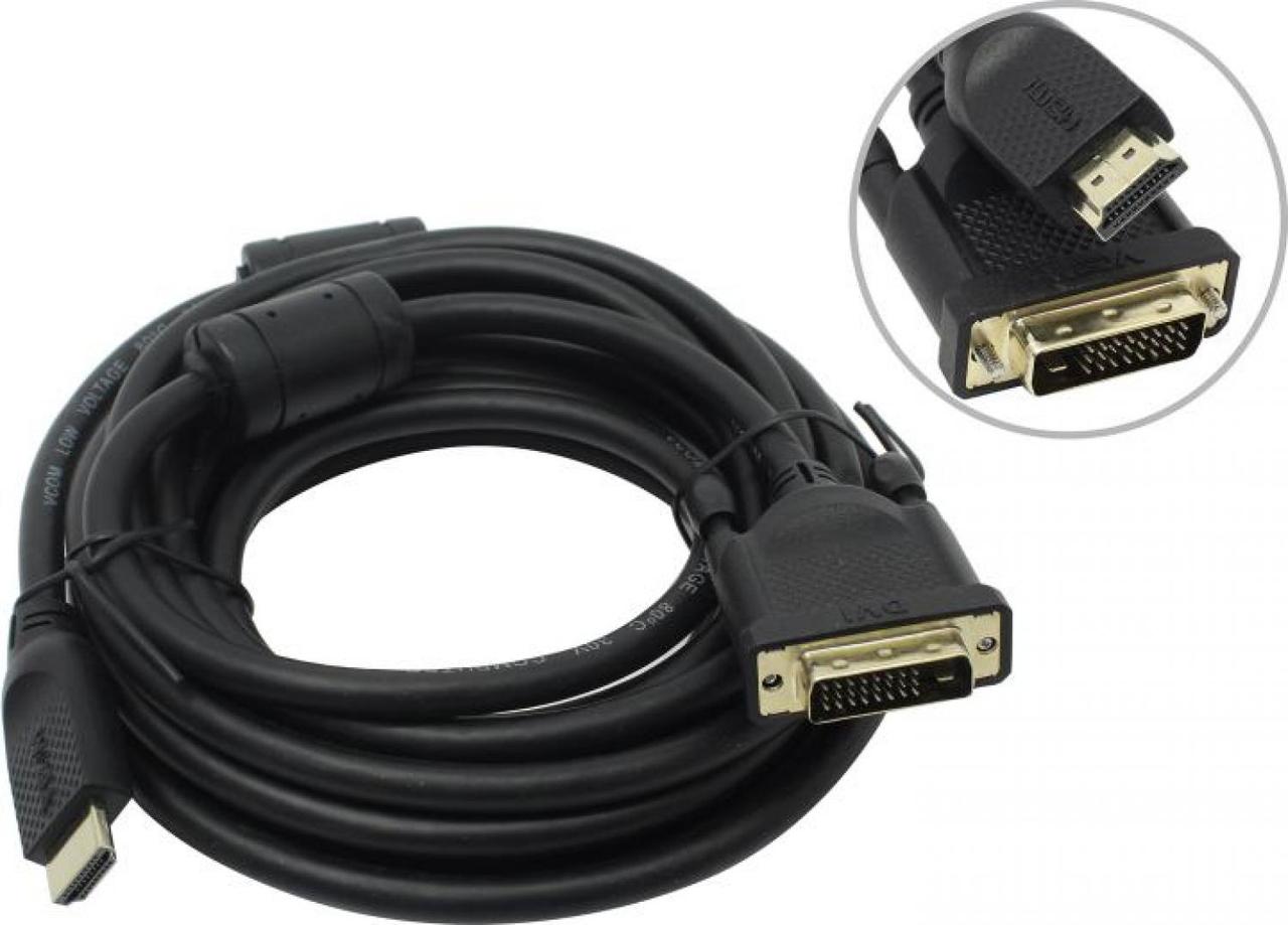 Кабель HDMI AM/DVI(24+1)M, 5м, CU, 1080P@60Hz, 2F, VCOM CG484G-5M - фото 1 - id-p203911141
