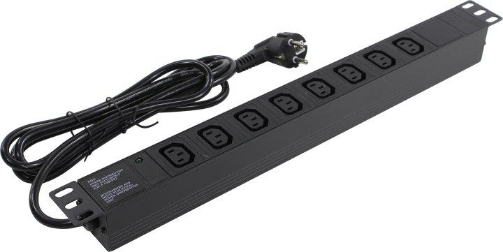 Exegate ServerPro PDU-19H809 Al-8C13-EU2.5 EX280855RUS Блок силовых розеток 19" чёрный 1U 8xIEC-320-C13 - фото 1 - id-p211091641