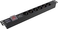 Exegate ServerPro PDU-19H607 Al-6S-C14-SW-SPD1 EX280832RUS Блок силовых розеток 19" чёрный 1U 6 евророзеток