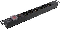 Exegate ServerPro PDU-19H605 Al-6S-C14-SW-O EX280830RUS Блок силовых розеток 19" чёрный 1U 6 евророзеток