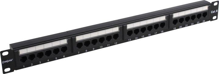 Коммутационная панель Patch Panel 19" 1U UTP 24 port кат.6 Exegate EX281080RUS разъём KRONE&110 (dual IDC) - фото 1 - id-p211091845