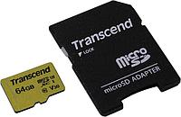 Карта памяти Transcend TS64GUSD500S 64GB microSDXC Class 10 UHS-I U3 V30 R95, W60MB/s with adapter