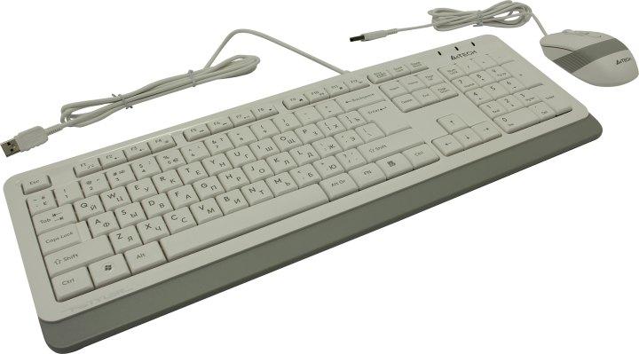 Комплект Клавиатура A4Tech Fstyler F1010 White (Кл-ра, USB,+Мышь,4кн, Roll, USB) - фото 1 - id-p214273039