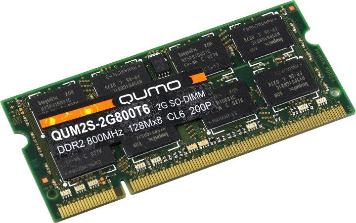 Память оперативная QUMO QUM2S-2G800T6 DDR2 SODIMM 2Gb PC2-6400 CL6 (for NoteBook) - фото 1 - id-p212701413