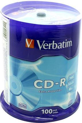 Диск CD-R Verbatim 700Mb 52x sp. уп.100 шт на шпинделе 43411/43430, фото 2
