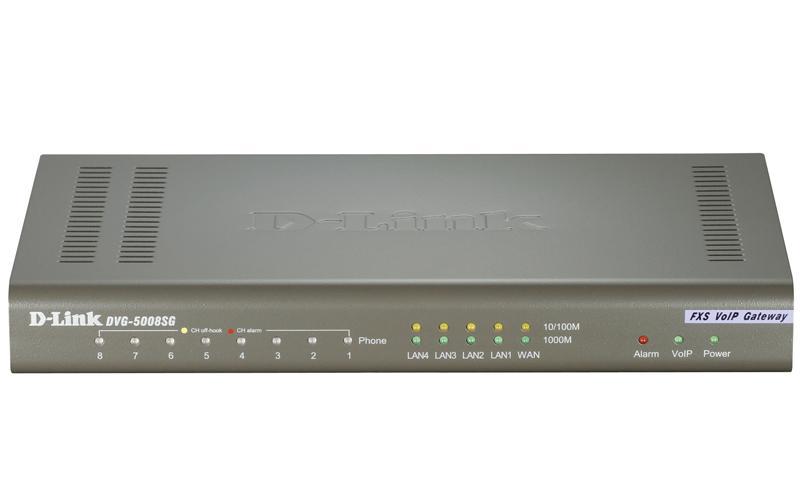 Маршрутизатор D-Link DVG-5008SG/A1A, PROJ VoIP Gateway with 8 FXS ports, 1 10/100/1000Base-T WAN port, and 4 - фото 1 - id-p218188547