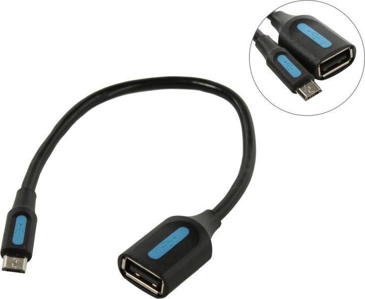 Кабель-адаптер USB2.0 AF -- micro-B OTG 0.15м Vention CCUBB - фото 1 - id-p212733503