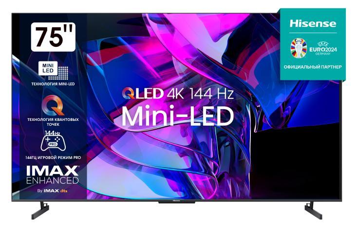 Телевизор QLED Hisense 75" 75U7KQ черный 4K Ultra HD 120Hz DVB-T DVB-T2 DVB-C DVB-S DVB-S2 WiFi Smart TV - фото 1 - id-p218808411