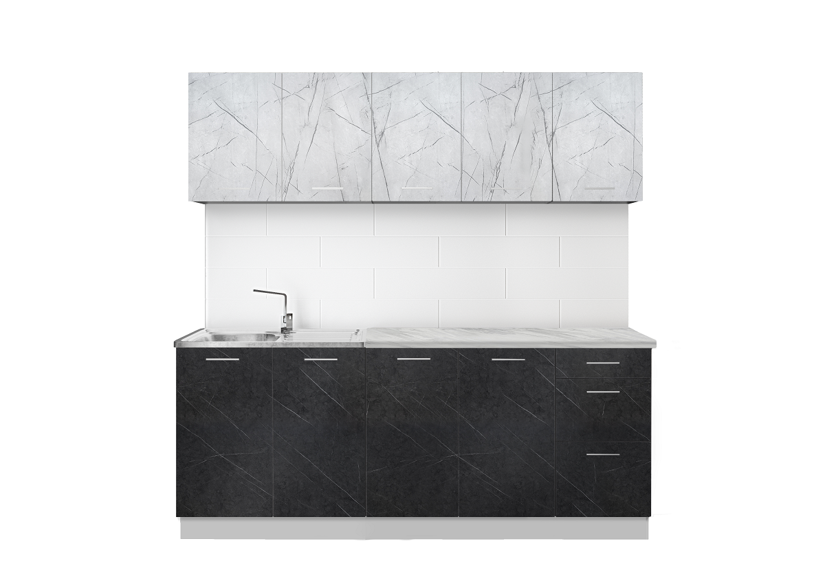 Кухня готовая Оля МДФ 2.0м Мрамор серый - Мрамор графитовый