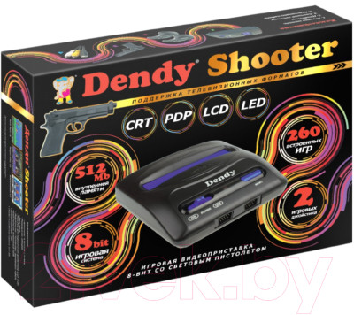 Игровая приставка Dendy Shooter 260 игр + световой пистолет - фото 1 - id-p220062293