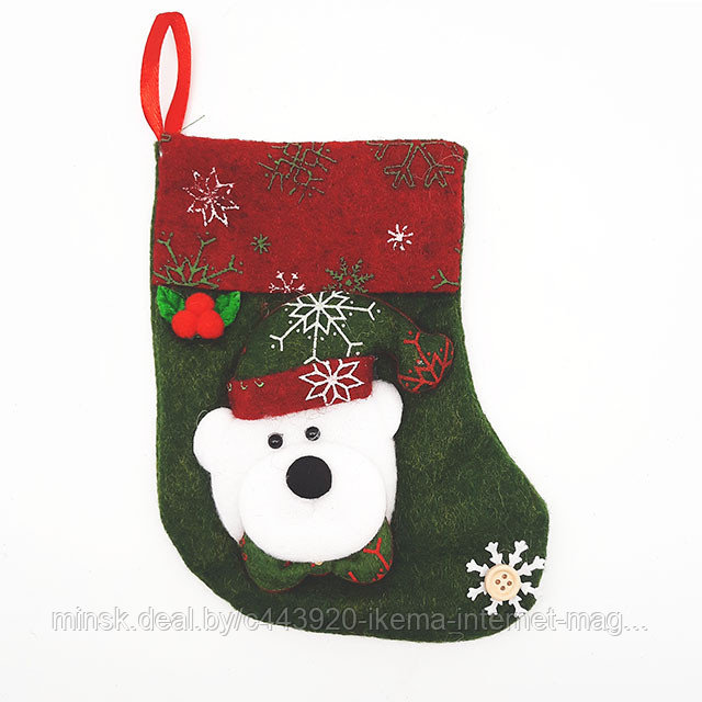 Рождественский носок для подарков (19х9 см.) арт. ТМ19-7
