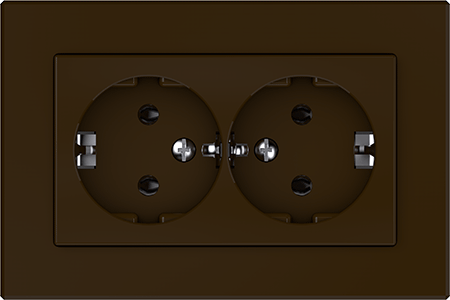Розетка с заземлением, двухместная, коричневый - фото 1 - id-p220087922