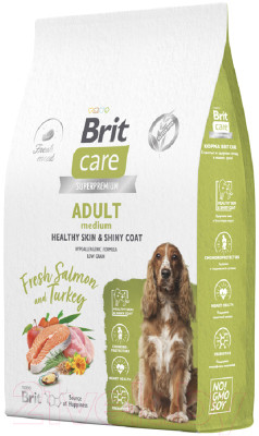 Сухой корм для собак Brit Care Dog Adult M Healthy Skin&Shiny Coat с лос. и инд. / 5066360 - фото 1 - id-p220087381