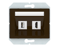 HDMI и USB розетка, без рамки, коричневый