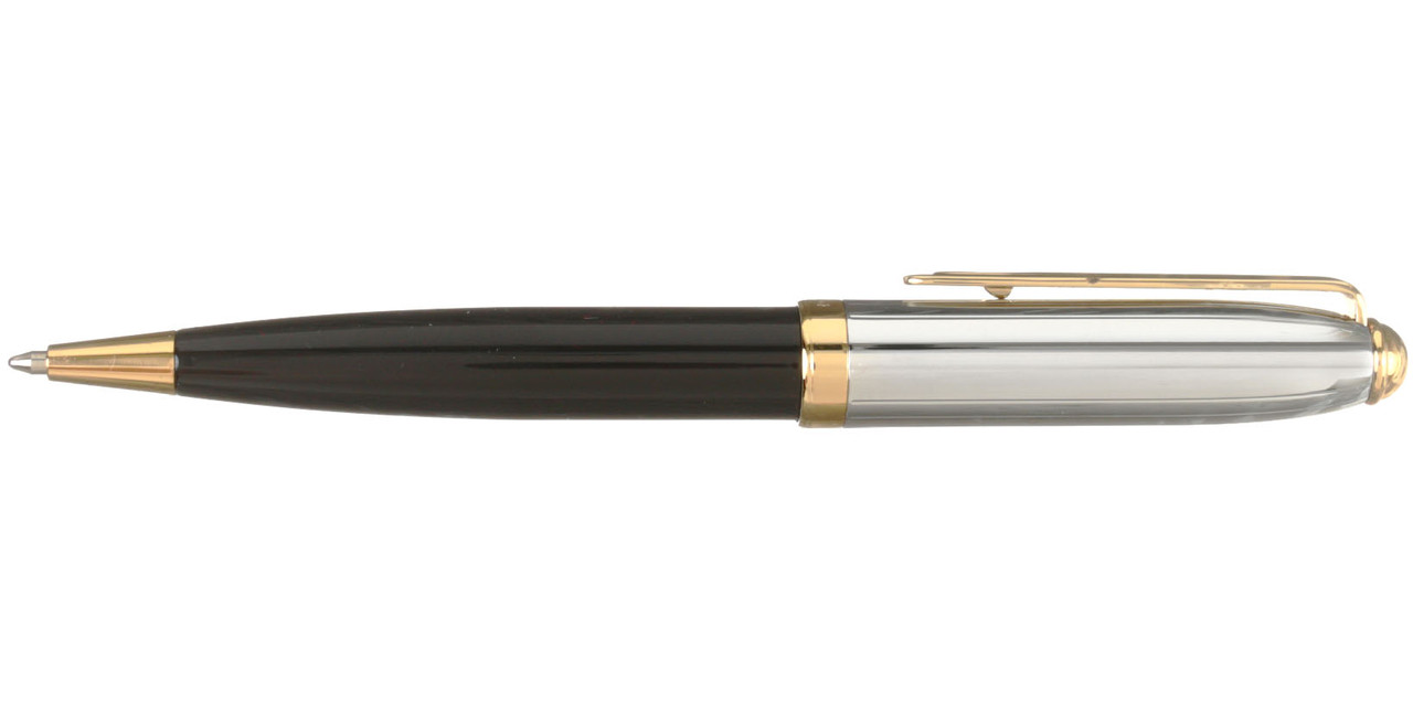 Ручка подарочная шариковая Manzoni Genova корпус хромированный с черной и золотистыми вставками - фото 2 - id-p219589732