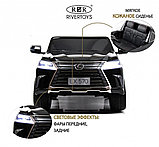 Детский электромобиль RiverToys Lexus LX570 Y555YY (черный глянец) Двухместный Полноприводный Лицензия, фото 2