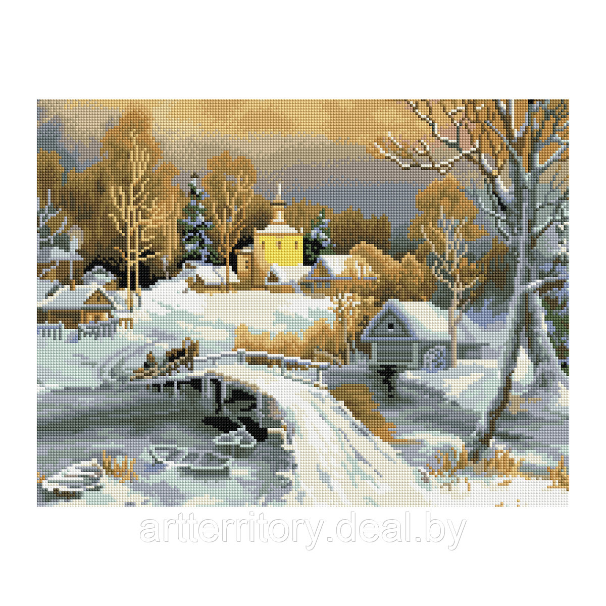 Картина по номерам стразами Три совы Зима в деревне, 40х50 см, (на подрамнике) - фото 1 - id-p220101980