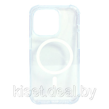 Силиконовый чехол противоударный iPAKY MagSafe для iPhone 15 Pro прозрачный усиленные углы
