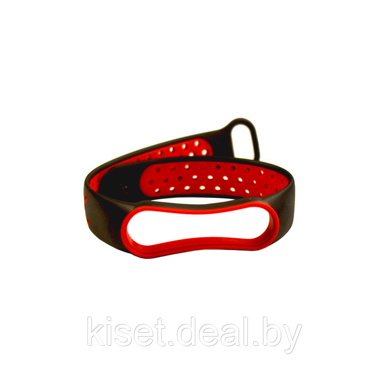 Силиконовый ремешок для Xiaomi Mi Band 5 / Mi Band 6 черно-красный Nike - фото 1 - id-p220100987