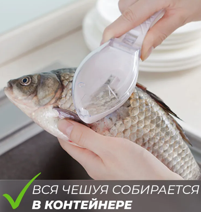 Рыбочистка - скребок с контейнером для чешуи / Нож для чистки рыбы - фото 9 - id-p220103588