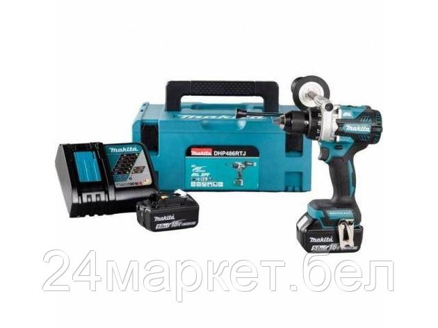 Аккум. ударная дрель-шуруповерт MAKITA DHP 486 RTJ в кейсе (18.0 В, 2 акк., 5.0 А/ч Li-Ion, 2 скор., 125 Нм,, фото 2