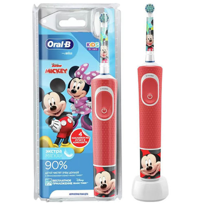 Электрическая детская зубная щетка Oral-B Vitality Kids Mickey D100.413.2K - фото 2 - id-p220102071