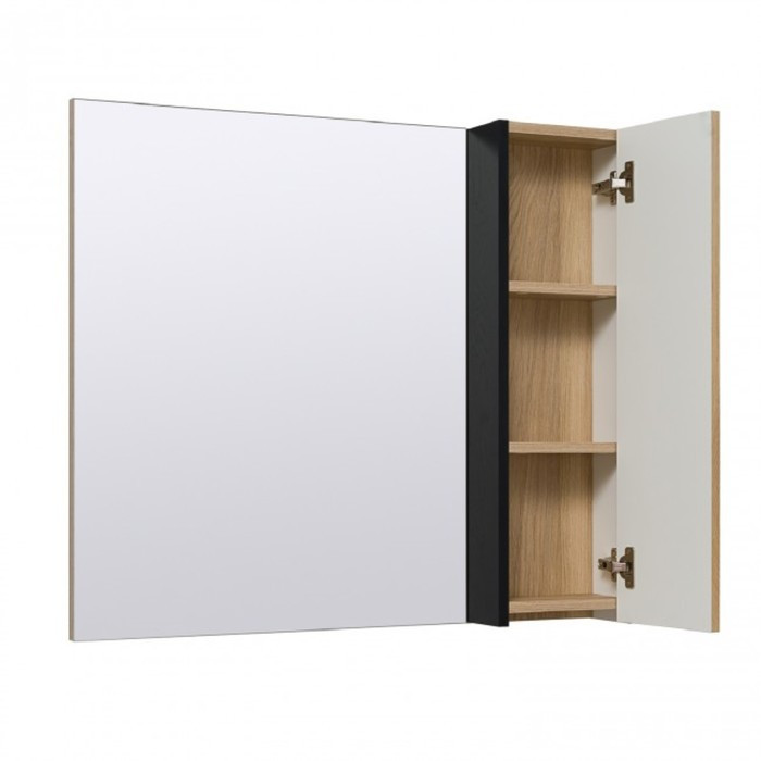 Шкаф-зеркало "Мальта 70" черный дуб, правый - фото 2 - id-p220106807