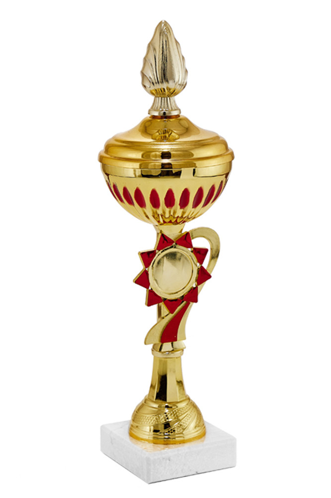 Кубок "Кремлевская звезда" на мраморной подставке с крышкой, высота 27 см, чаша 8 см арт.355-200-80К - фото 1 - id-p220113265