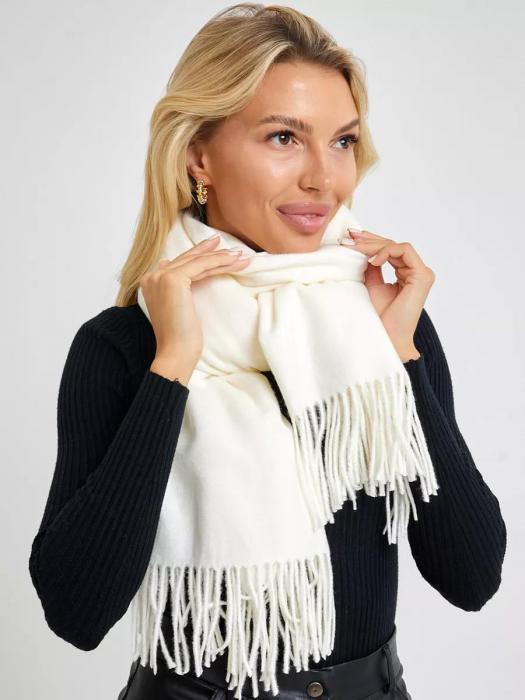 Шарф женский зимний теплый палантин платок шарфик кашемировый большой белый на голову длинный модный - фото 6 - id-p220113325