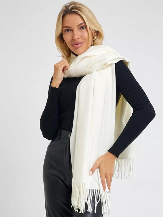 Шарф женский зимний теплый палантин платок шарфик кашемировый большой белый на голову длинный модный - фото 7 - id-p220113325