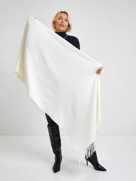 Шарф женский зимний теплый палантин платок шарфик кашемировый большой белый на голову длинный модный - фото 8 - id-p220113325