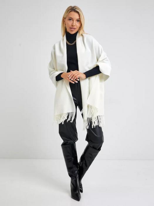 Шарф женский зимний теплый палантин платок шарфик кашемировый большой белый на голову длинный модный - фото 9 - id-p220113325