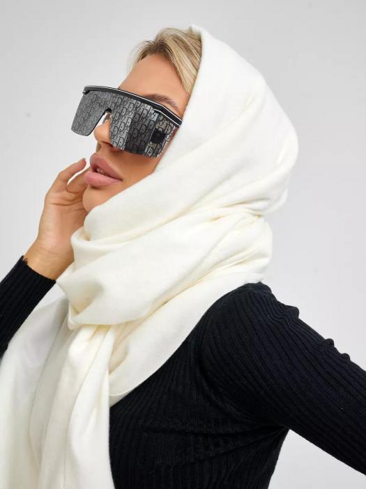 Шарф женский зимний теплый палантин платок шарфик кашемировый большой белый на голову длинный модный - фото 10 - id-p220113325