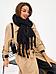 Шарф женский зимний теплый черный вязаный шарфик хомут большой объемный палантин широкий красивый на голову, фото 4