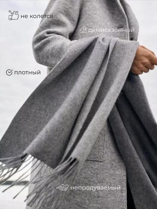 Шарф женский зимний теплый палантин платок шарфик кашемировый большой серый на голову длинный красивый - фото 3 - id-p220113329