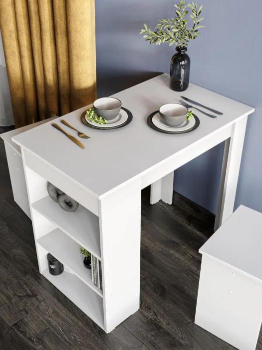 Стол кухонный обеденный с ящиком маникюрный красивый деревянный прямоугольный столик лофт для маникюра белый - фото 1 - id-p220113341
