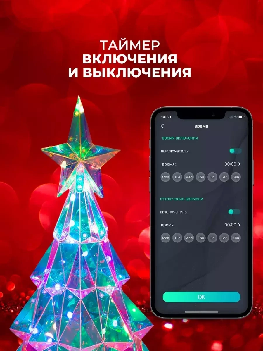 Елка новогодняя Christmas светодиодная с подсветкой 40 см - фото 2 - id-p220114504