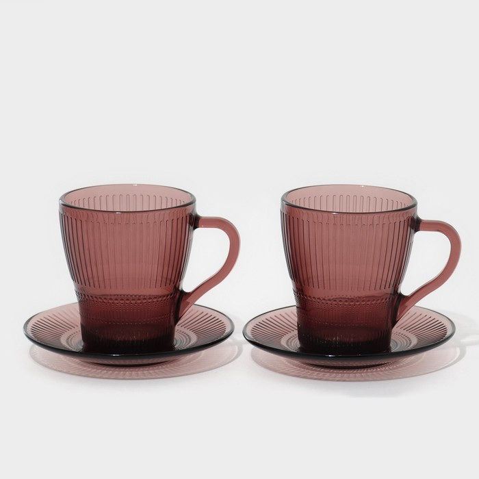 Чайный набор стеклянный «Луиз», 4 предмета, 280 мл, цвет лилак - фото 1 - id-p220115128