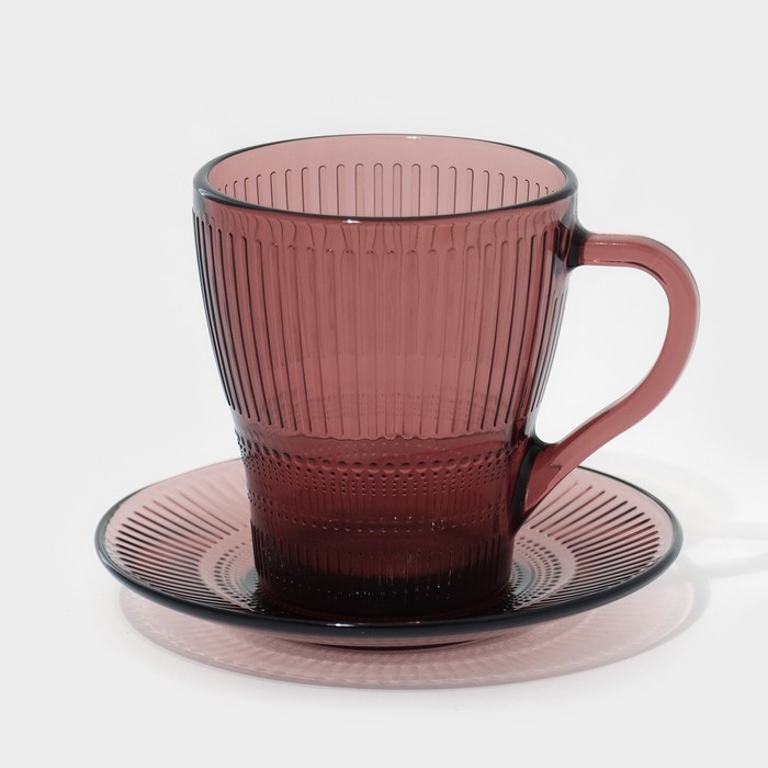 Чайный набор стеклянный «Луиз», 4 предмета, 280 мл, цвет лилак - фото 2 - id-p220115128