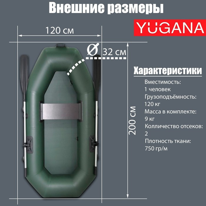 Лодка YUGANA S-200, цвет олива - фото 2 - id-p220115148